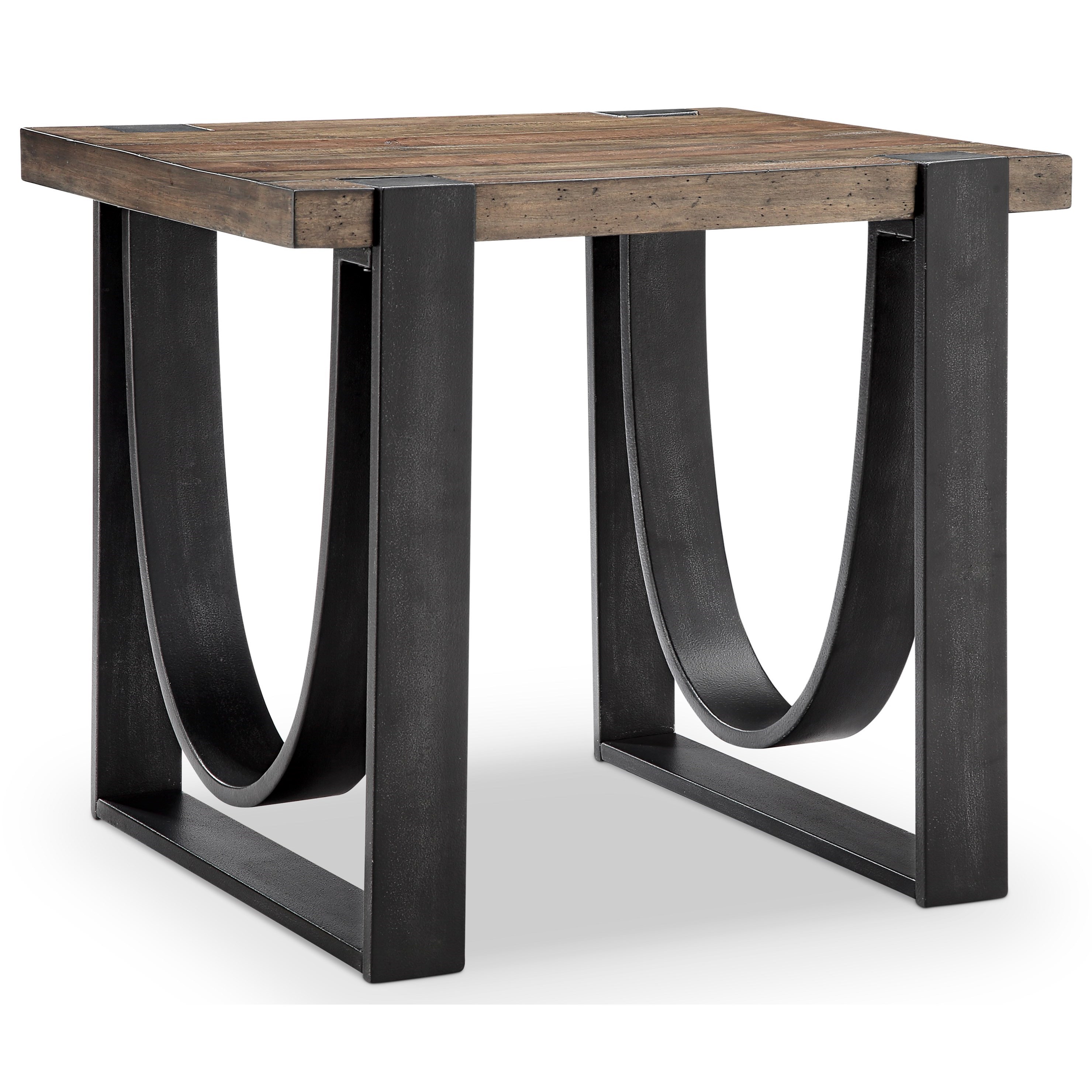 Magnussen Home Bowden MAT171022 Rustic Rectangular End Table of Solid